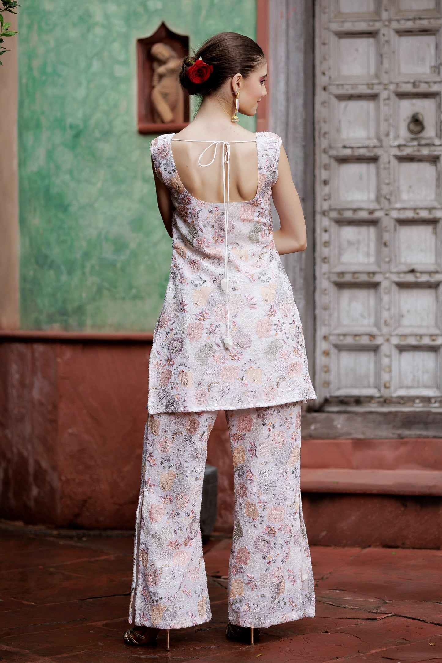 Ivory Bloom Festive Sharara Ensemble