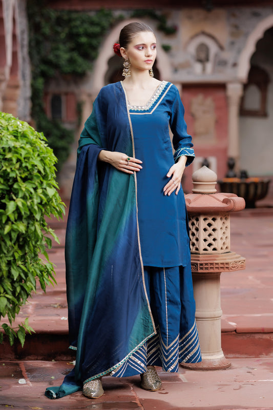 Ombre Glow Teal Sharara Set