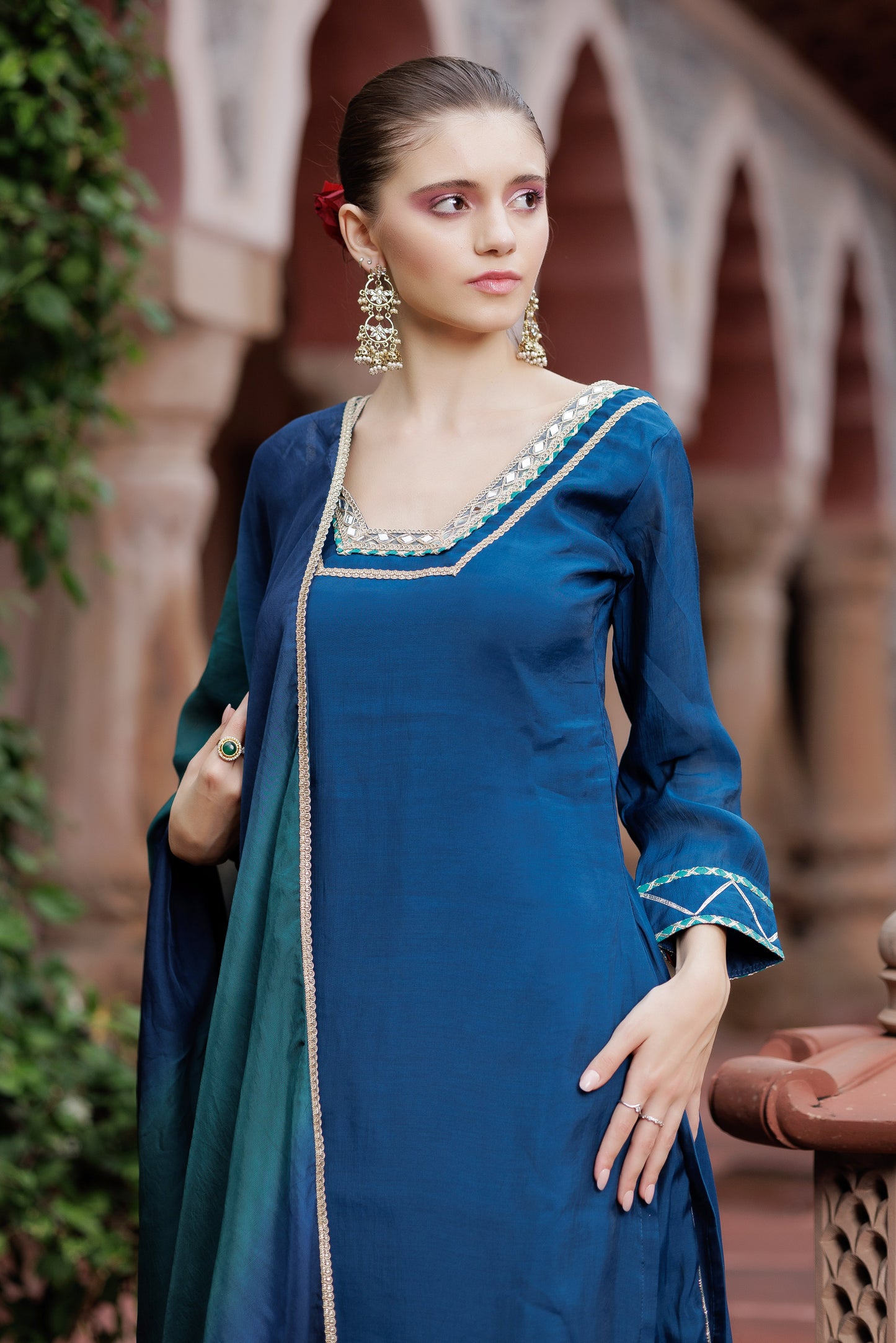Ombre Glow Teal Sharara Set