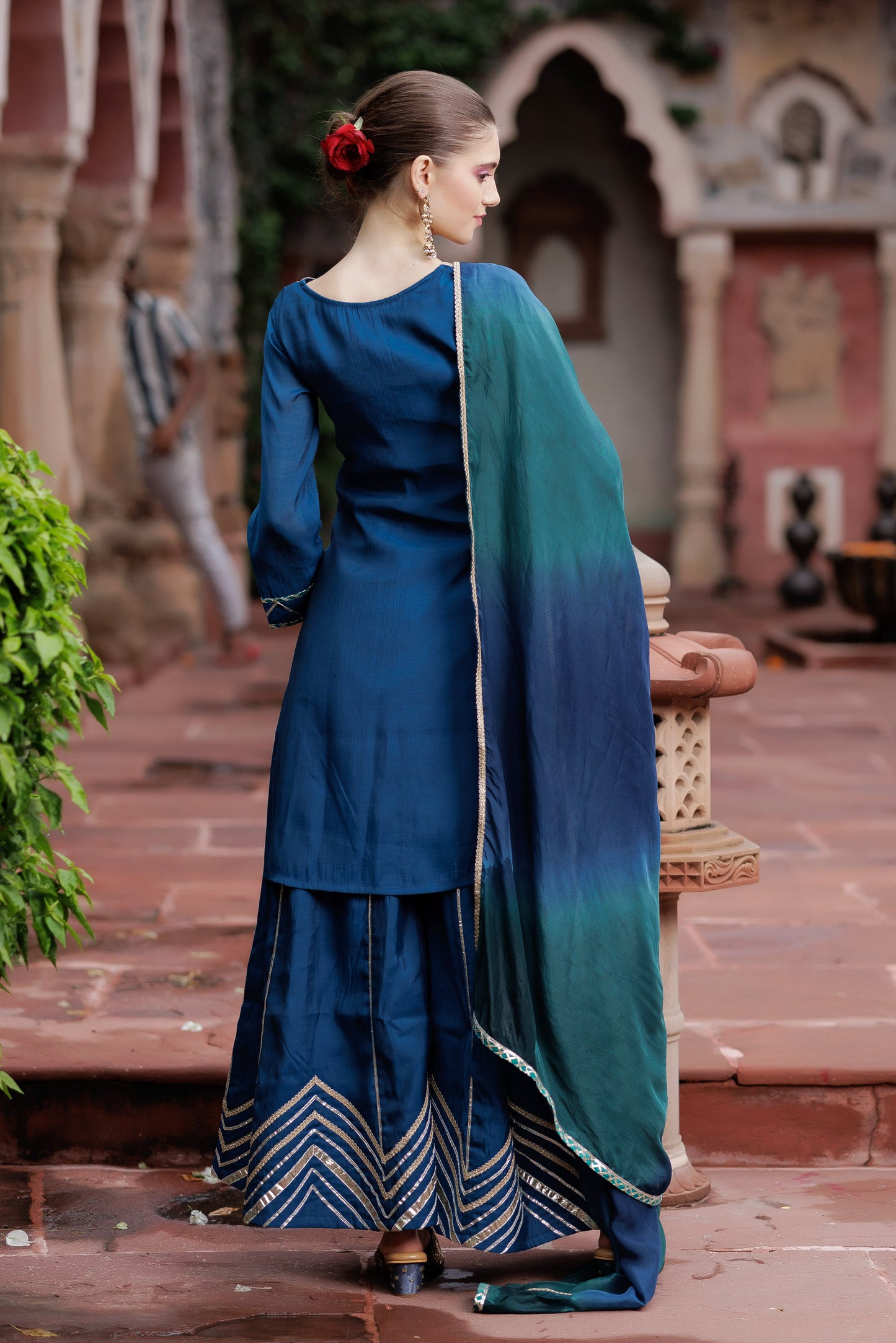 Ombre Glow Teal Sharara Set