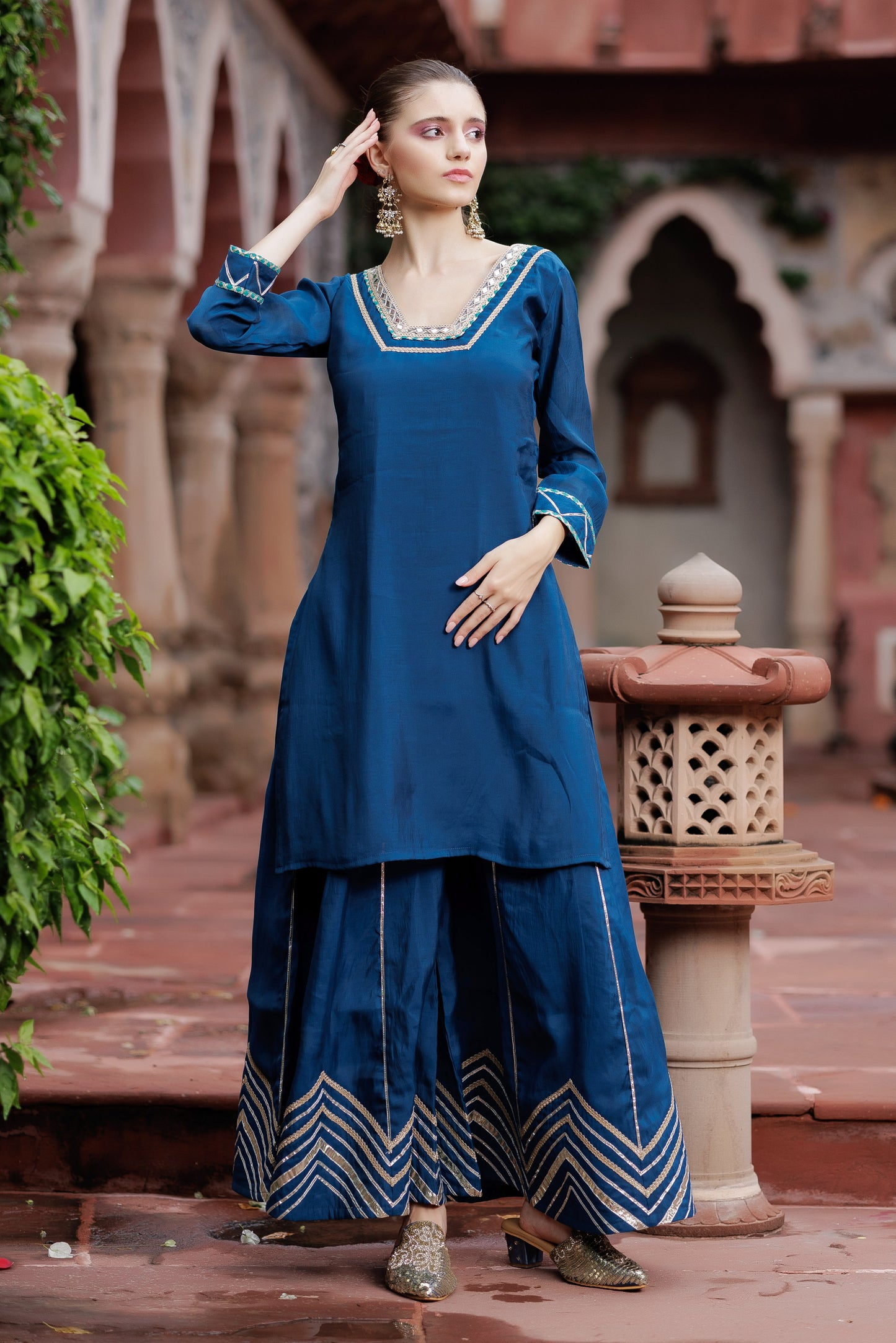 Ombre Glow Teal Sharara Set