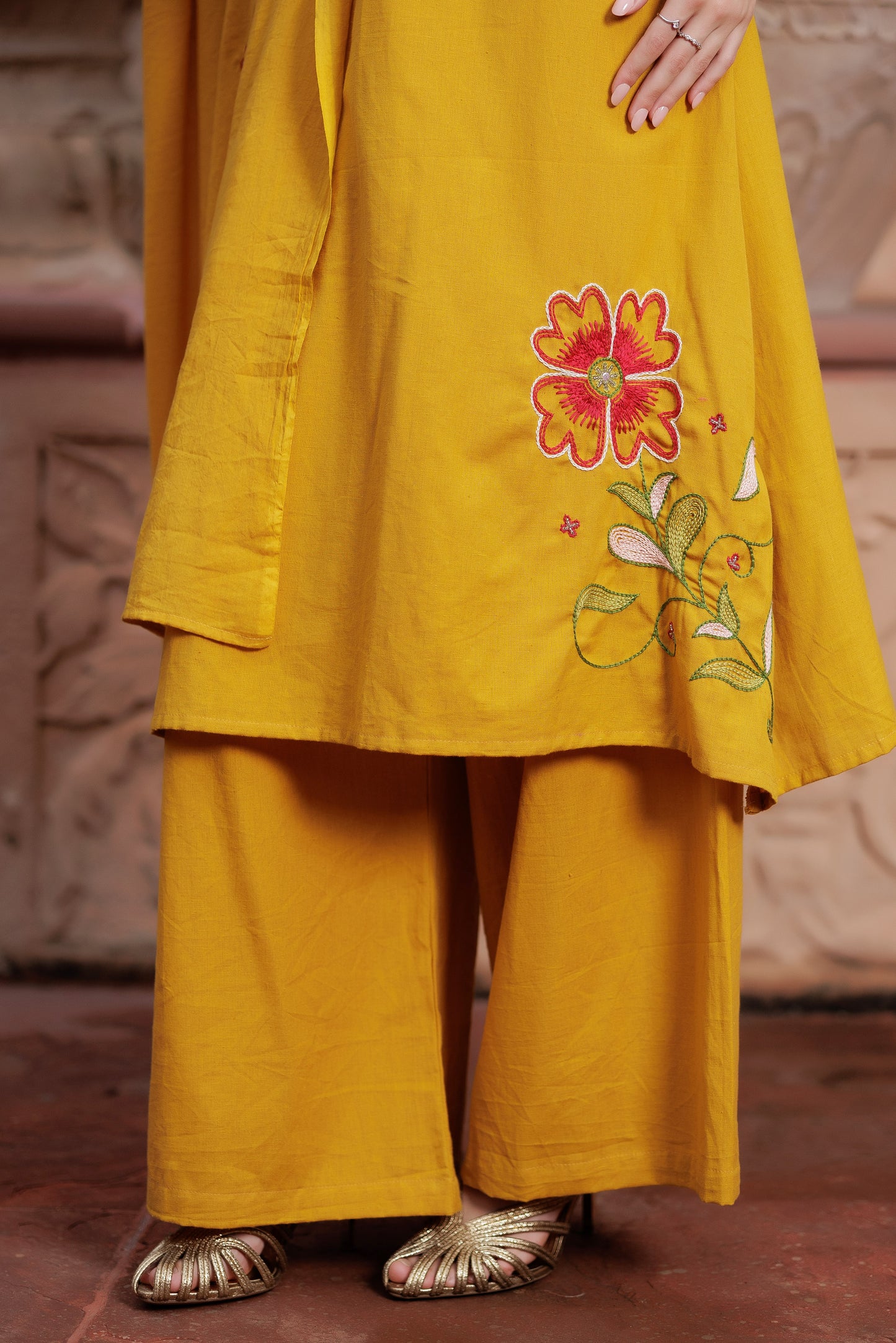 Zaria Mustard Handcrafted Suit Set