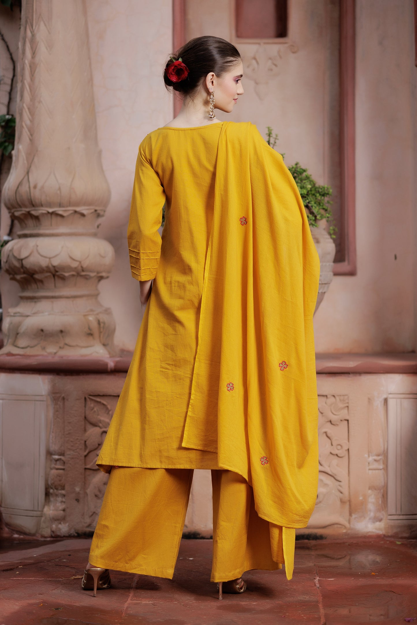 Zaria Mustard Handcrafted Suit Set