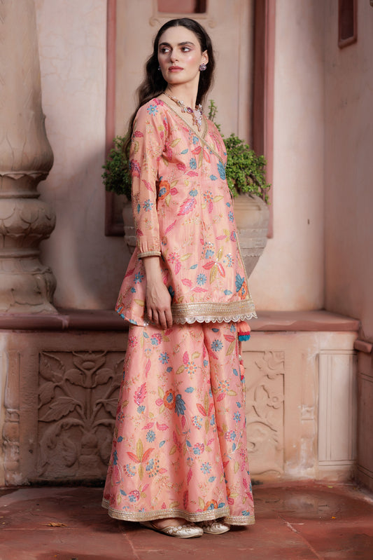 Blossom Luxe Peach Sharara Set”