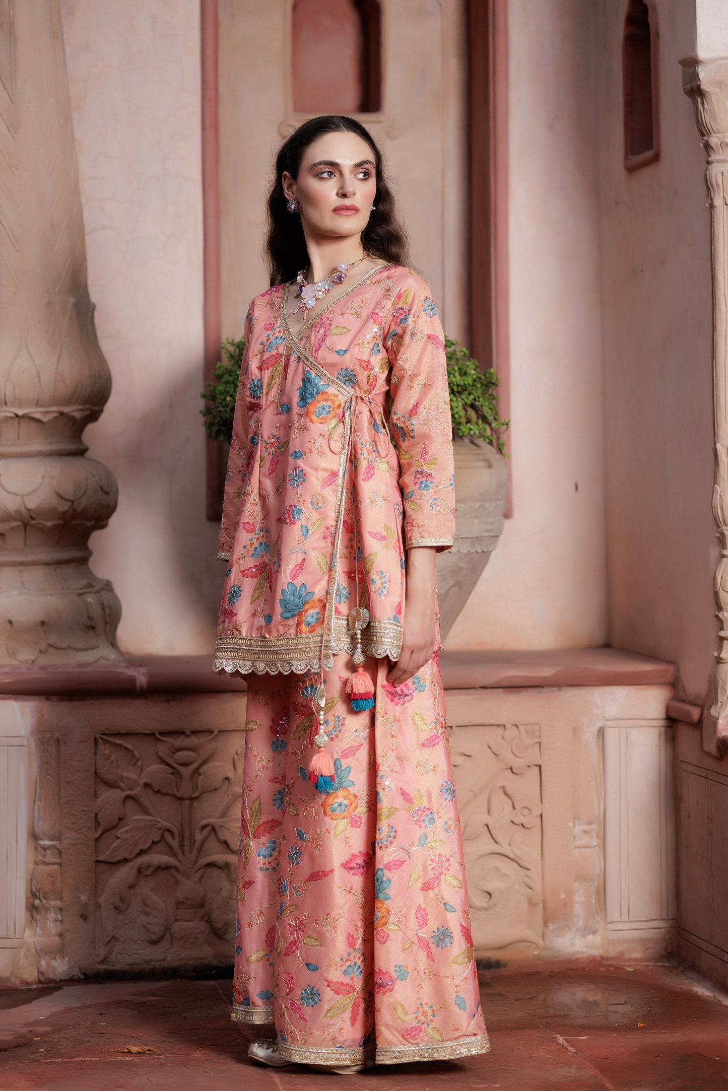Blossom Luxe Peach Sharara Set”