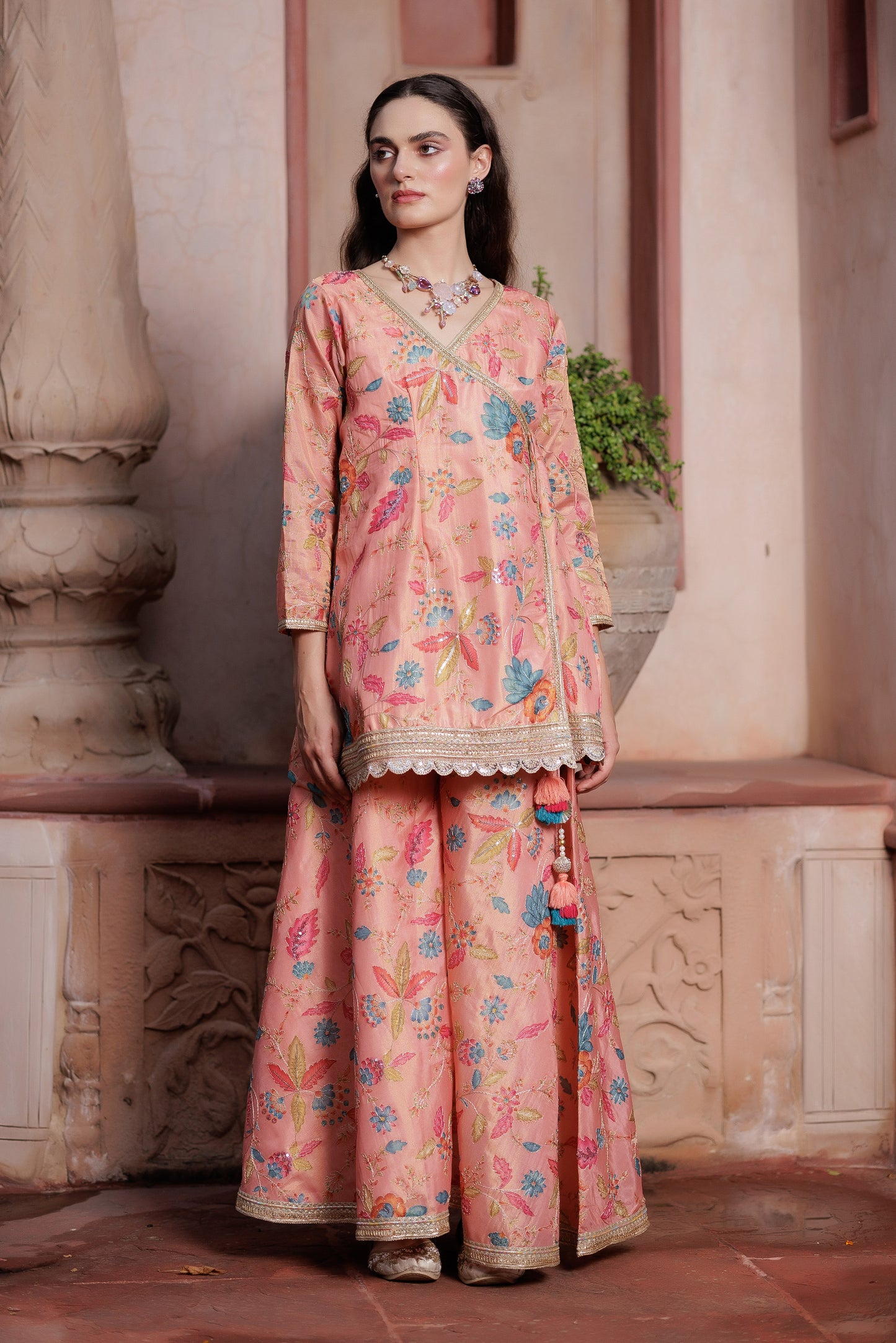 Blossom Luxe Peach Sharara Set”