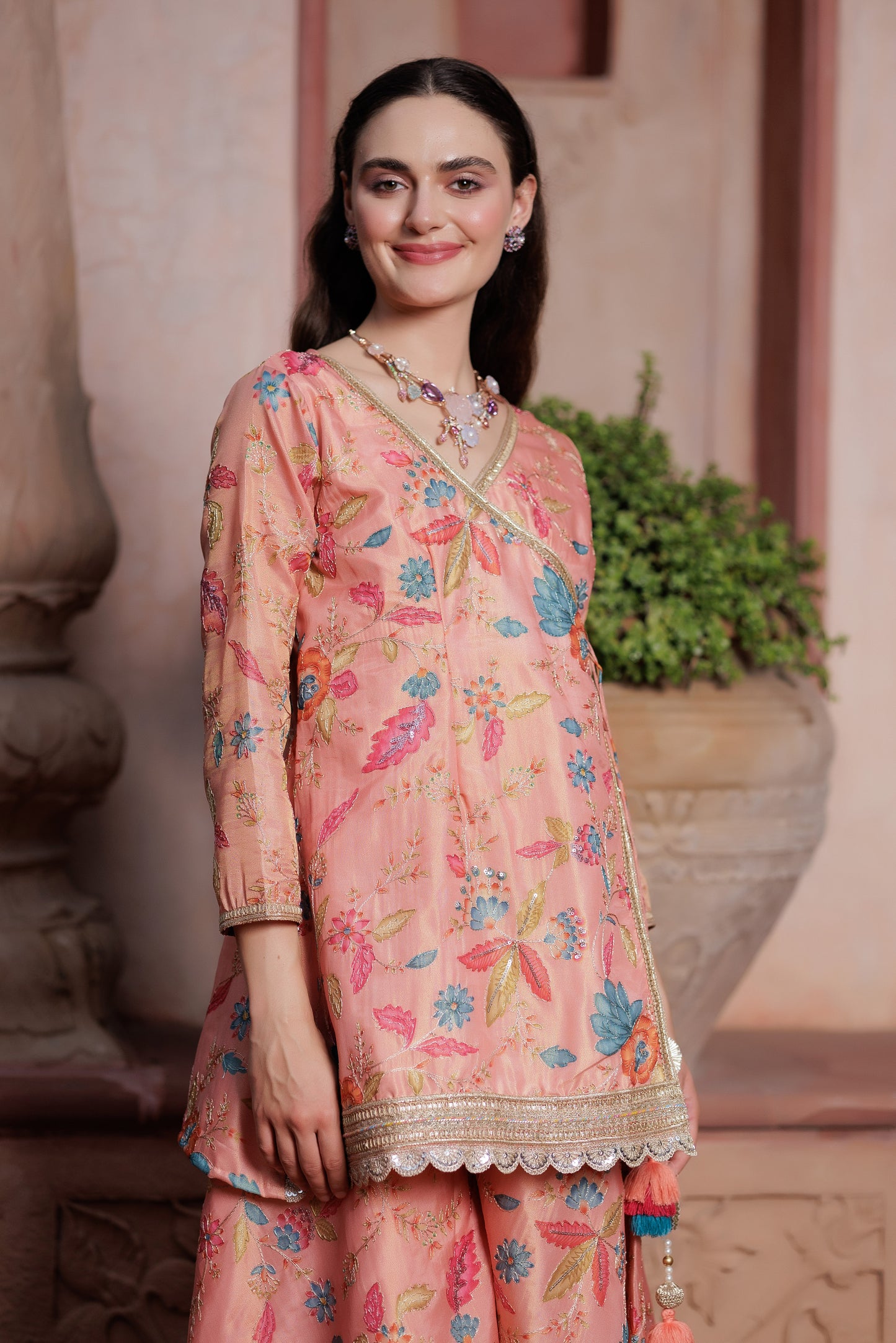 Blossom Luxe Peach Sharara Set”