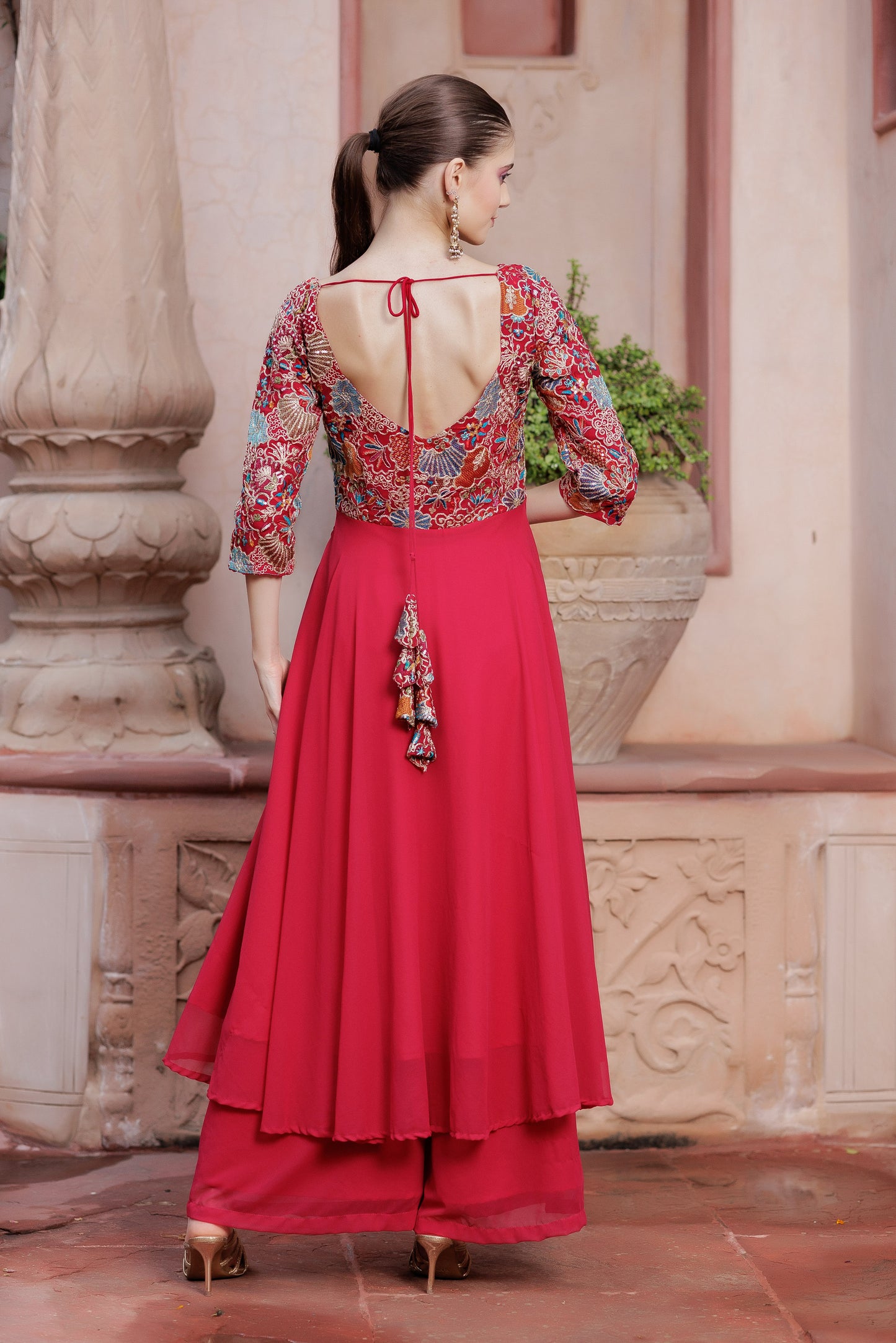 Red Elegance Festive Anarkali Suit Set