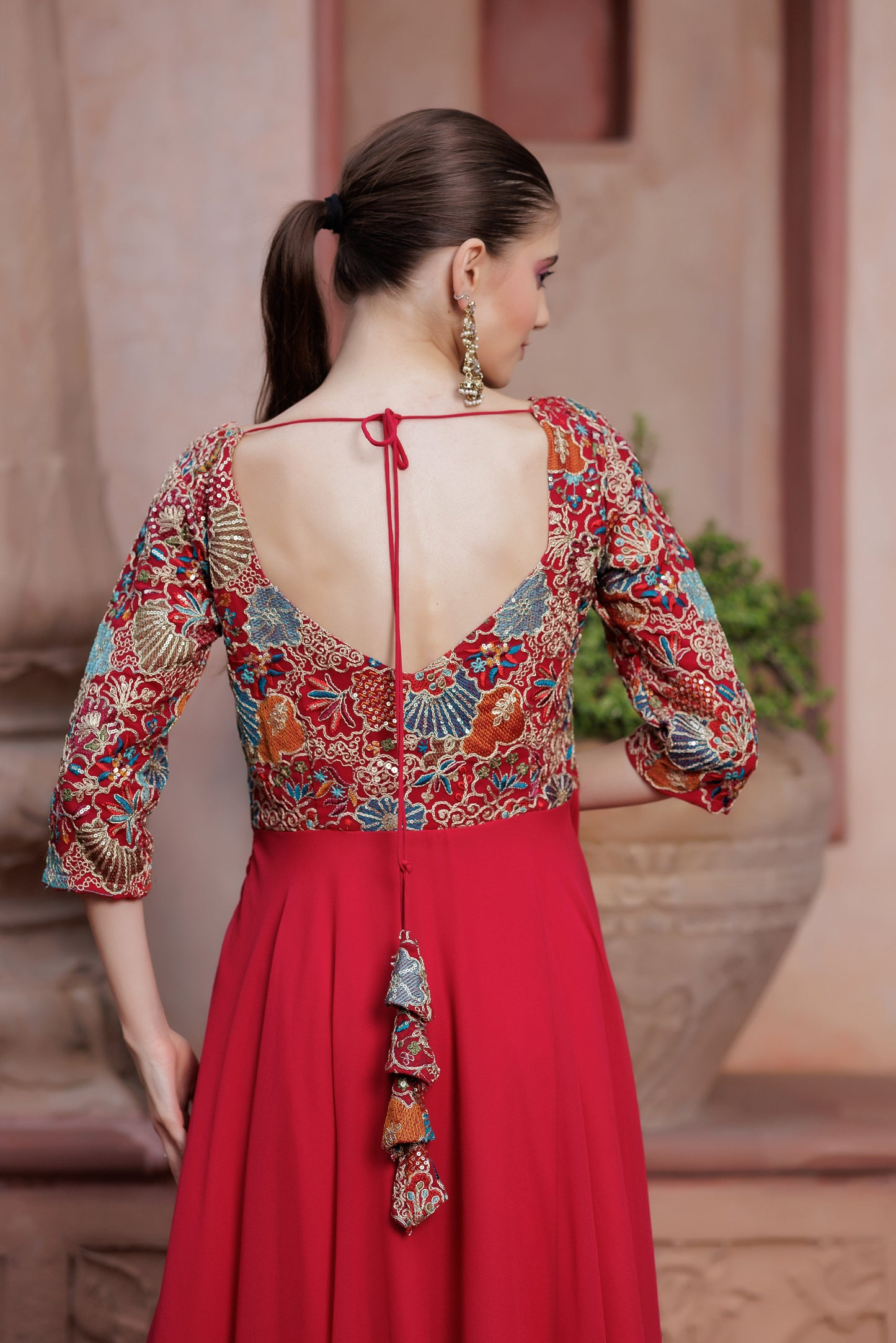 Red Elegance Festive Anarkali Suit Set