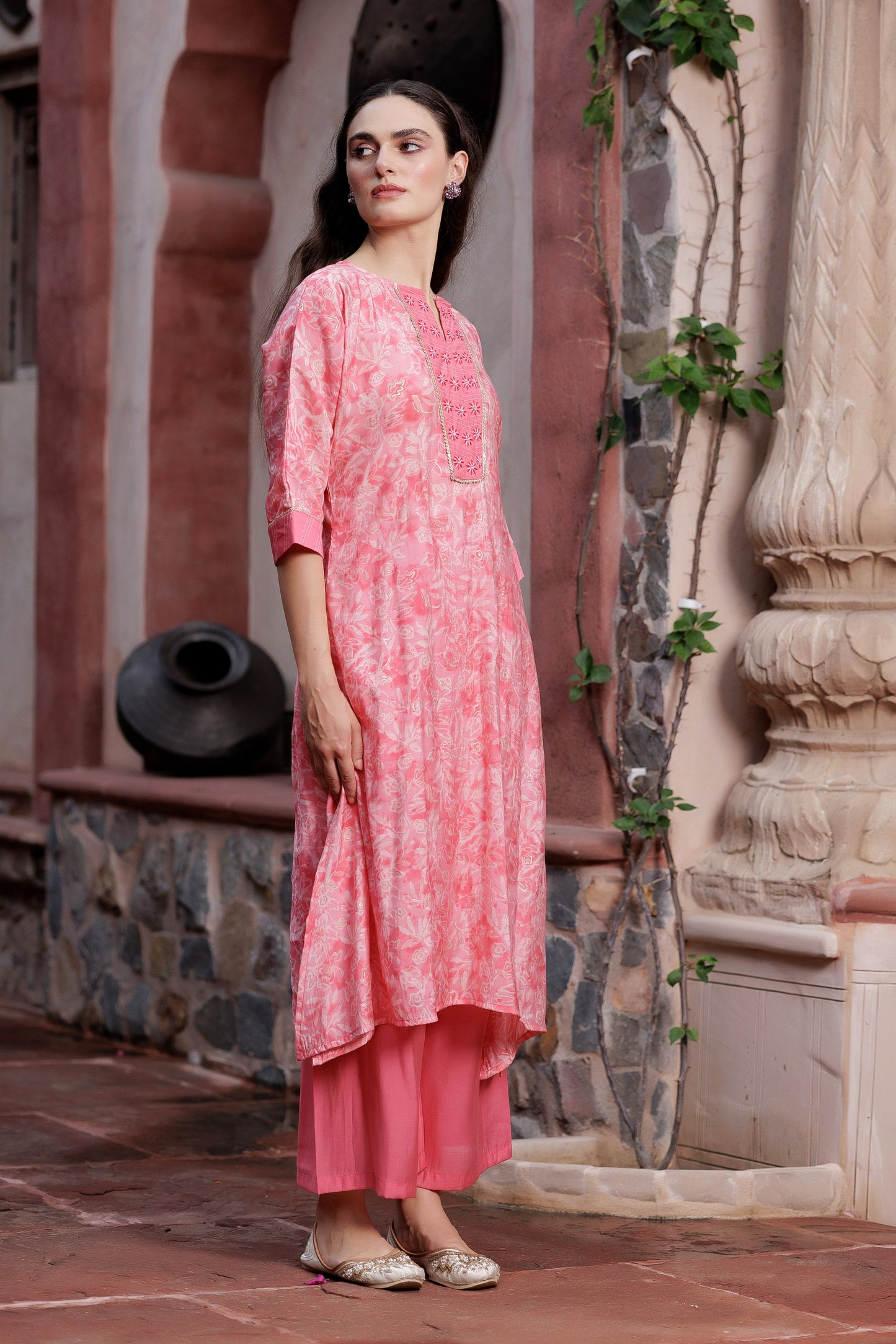 Peach Blossom Printed Suit Set