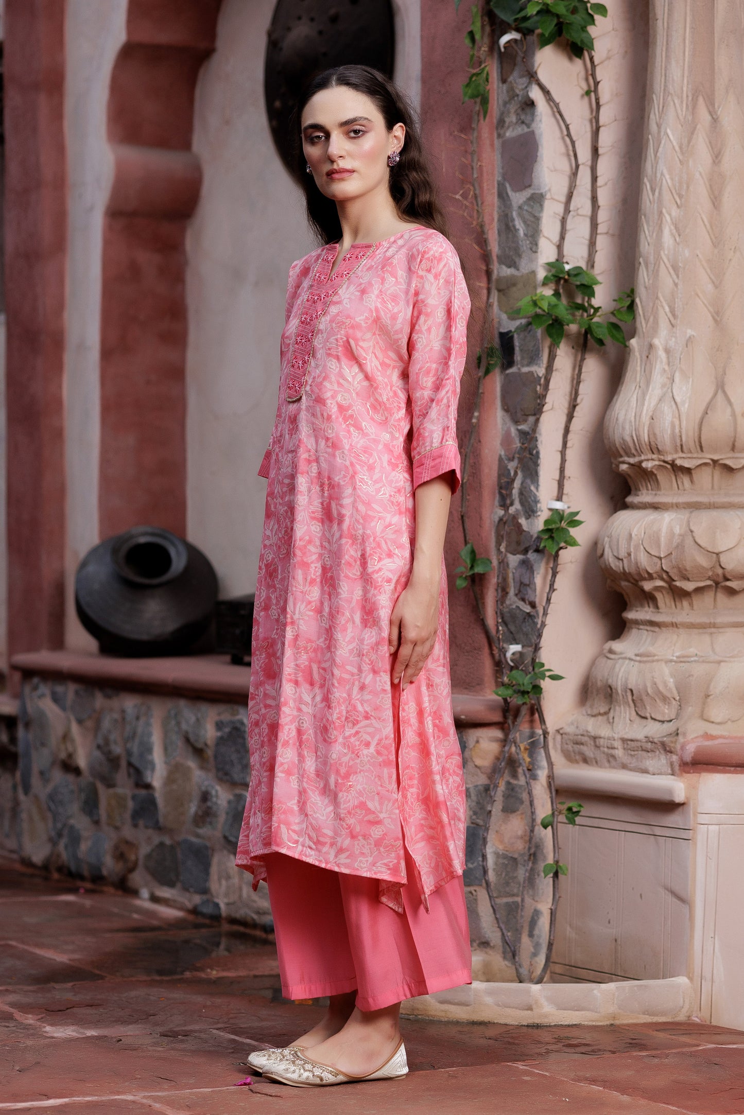 Peach Blossom Printed Suit Set