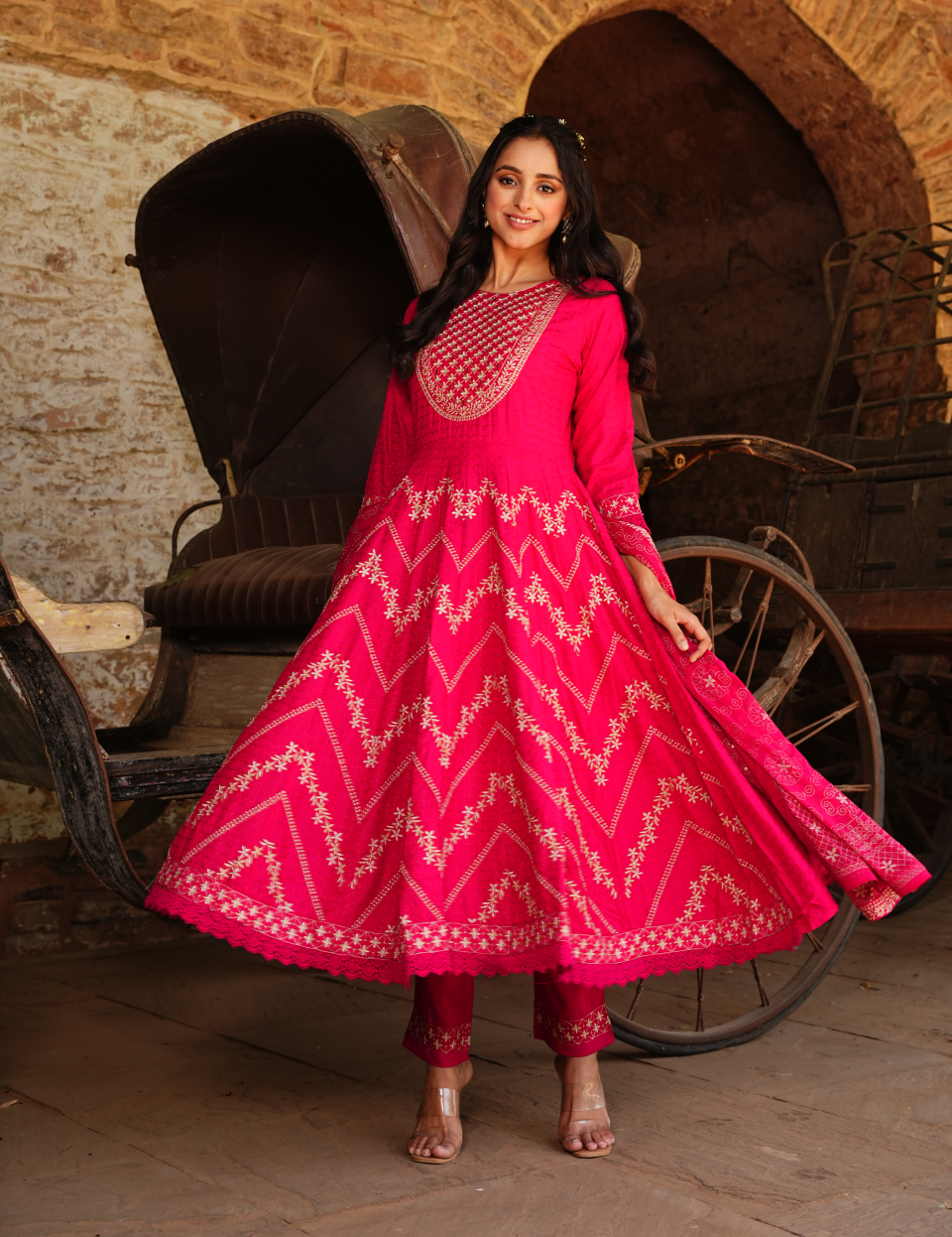 Rani Rayon Anarkali Set for Regal Elegance