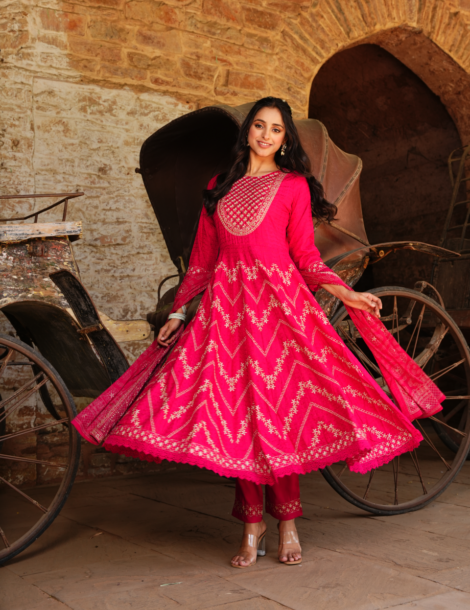 Rani Rayon Anarkali Set for Regal Elegance