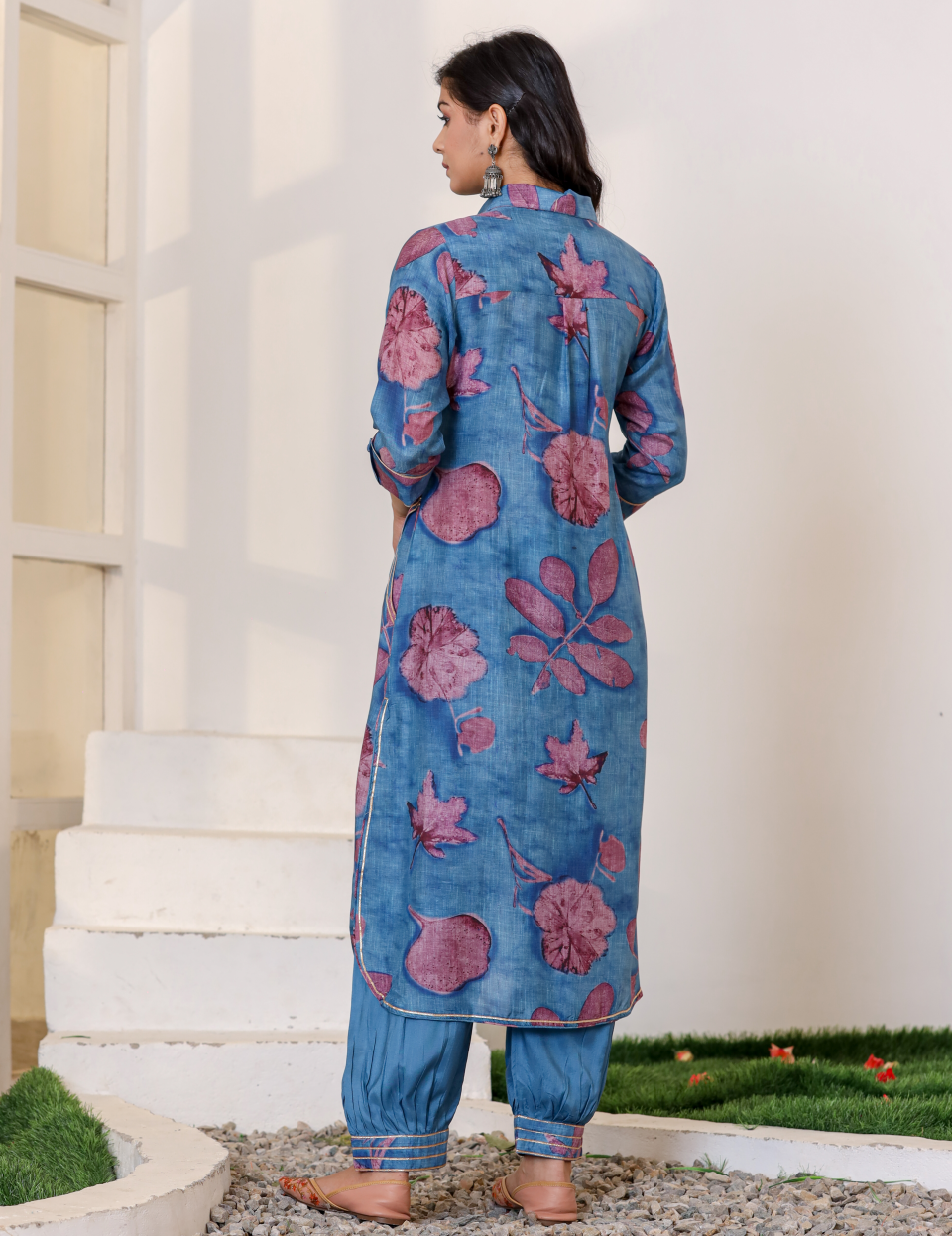 Blue Pure Muslin Kurti Set