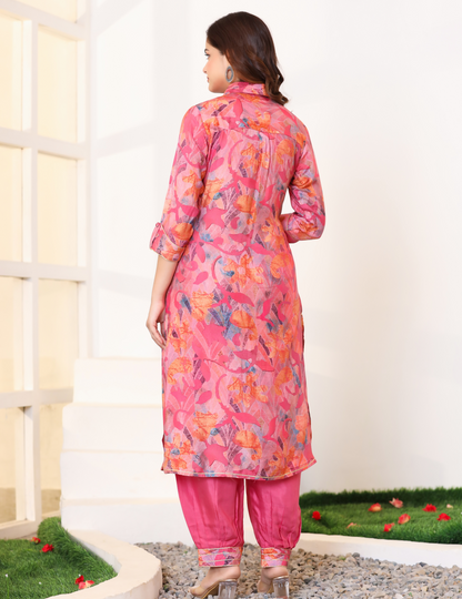 Pink Pure Muslin kurti set