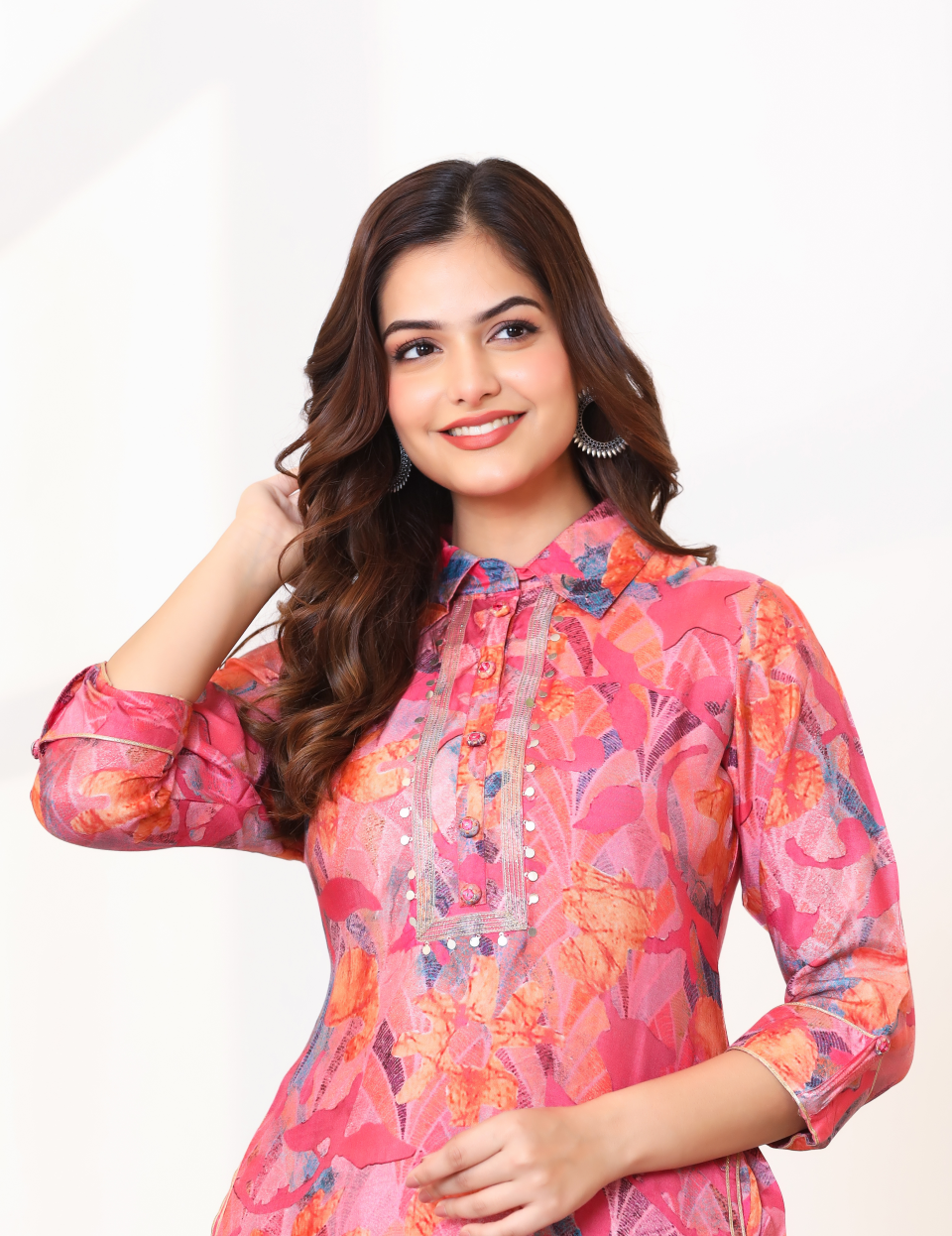 Pink Pure Muslin kurti set