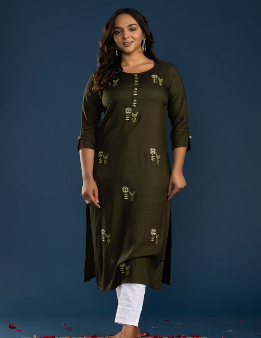 Mehandi Rayon Kurta Pant