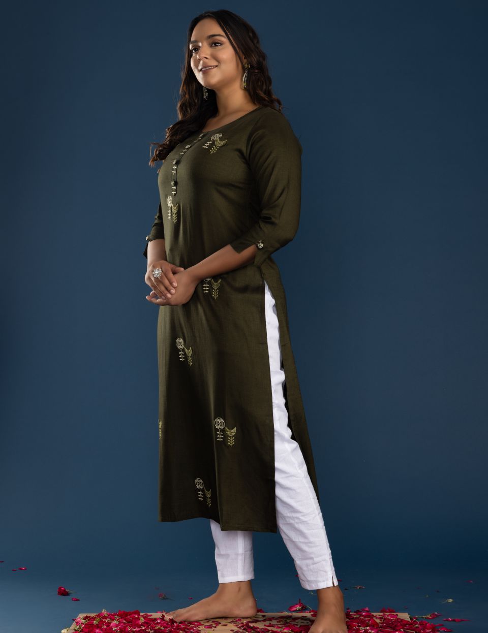 Mehandi Rayon Kurta Pant